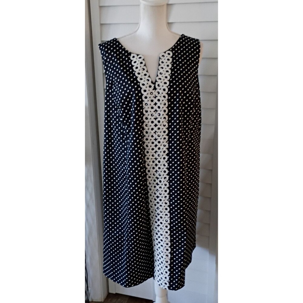 Jones Studio women's Polka Dot Embroidered‎ Sleeveless Dress 16W NEW